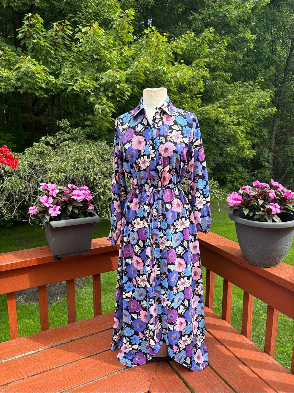 NWOT Colorful Floral Maxi Nicole Miller Dress